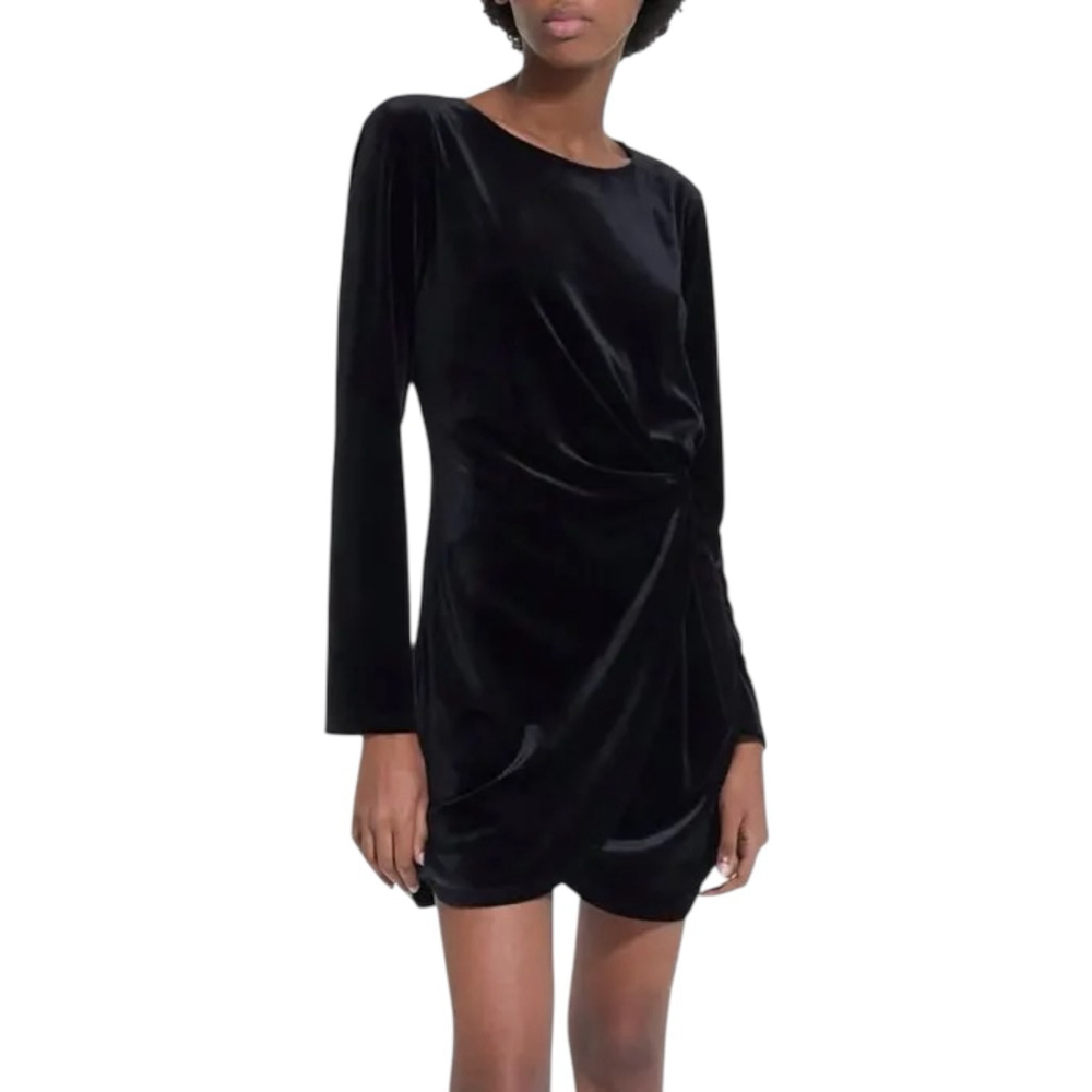 THE KOOPLES Draped Velvet Mini Dress Black Size 1 (US 4)